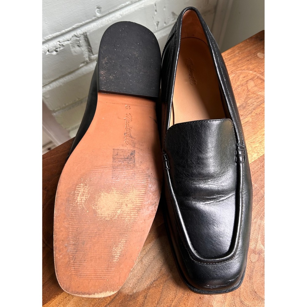 Madewell Bennie Leather Square Toe Loafer True Black 10 Quiet Luxury Old Money - Picture 3 of 7